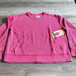 Seven7 Bright Pink Ribbed Crewneck Sweatshirt size medium new with tag
